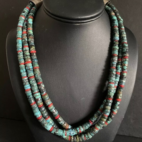 S.S.Multi StrandTurquoise CoralHeishi BeadNecklace